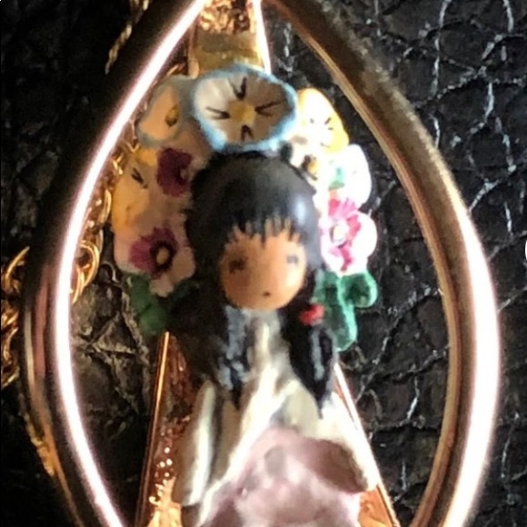 Vintage Goebel For Ted De Grazia “The Flower Girl” Gold Tone 24” Necklace - Picture 2 of 9